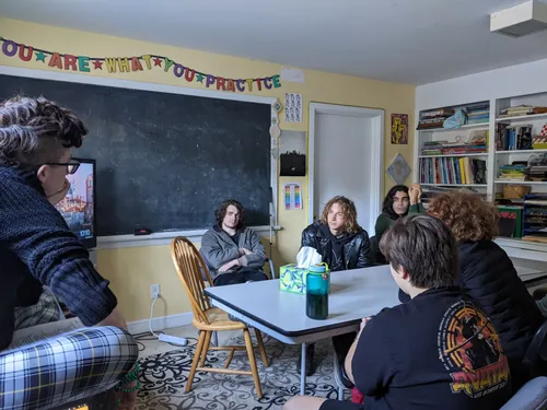 A serious discussion during a critical thinking seminar