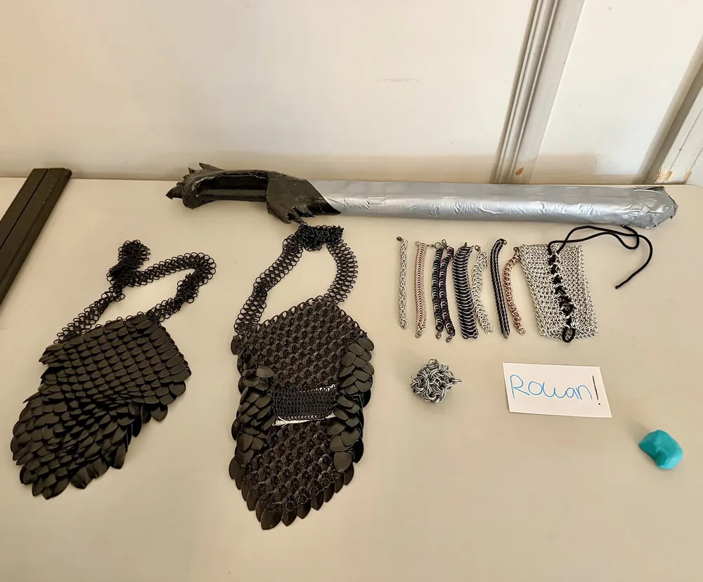 Handmade chainmail art.