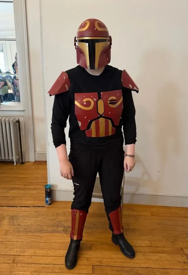 Cosplay art: a handmade wooden suit of armor.